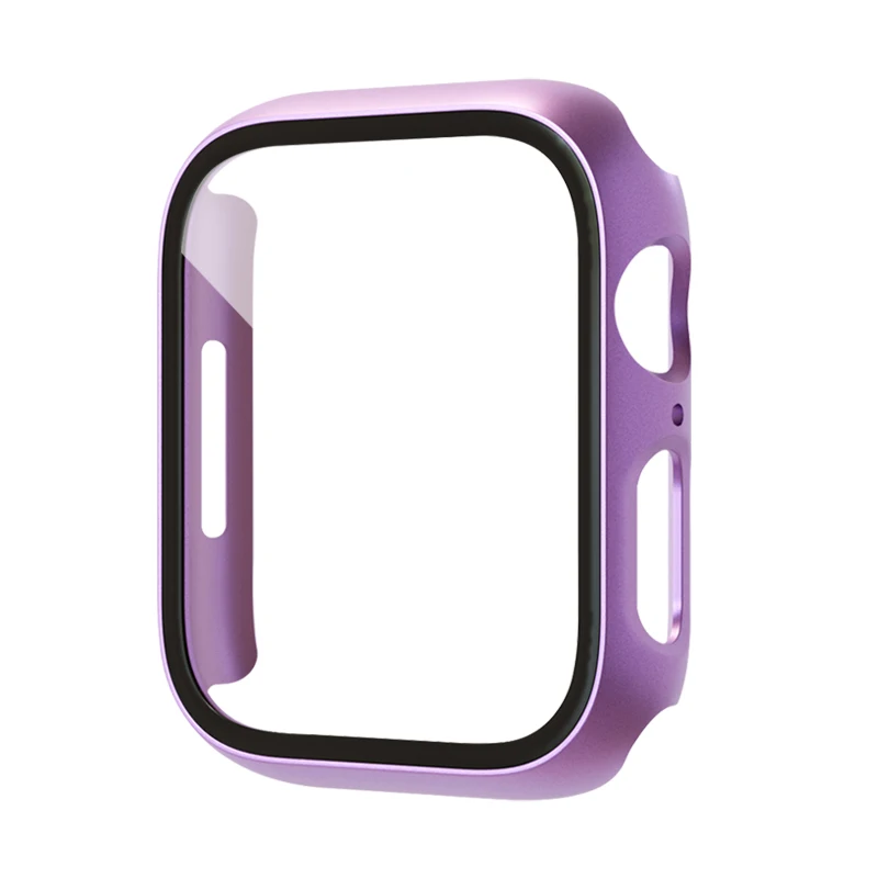 Luxury Metallic Color Rugged PC Watch Case Glass Screen Protector For Apple Watch Series 7 41mm 45mm Shockproof Bumper Case