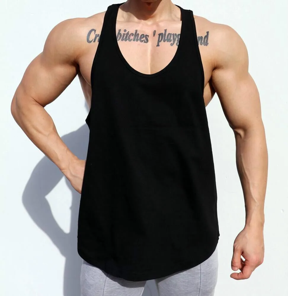 
Wholesale Mens Cotton I-shaped Vest Sleeveless Workout Fitness Tank Top For Gym Running 