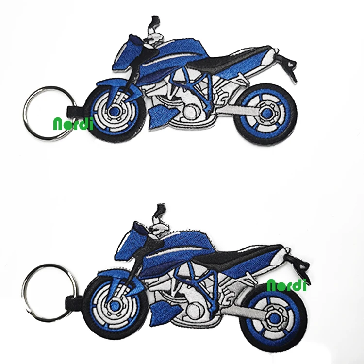 Wholesale Cheap Custom Embroidery Key Tag Personalized Fabric Flight Airplane Woven Fabric Keychains