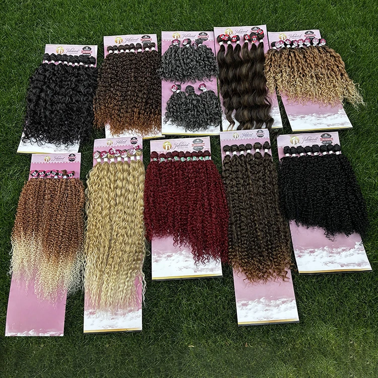 Julianna Soft Heat Resistant Protein Bio Organic Fiber 9 Pcs Pack Set Straight Curly Hair Weave Synthetic Hair Bundles Extension