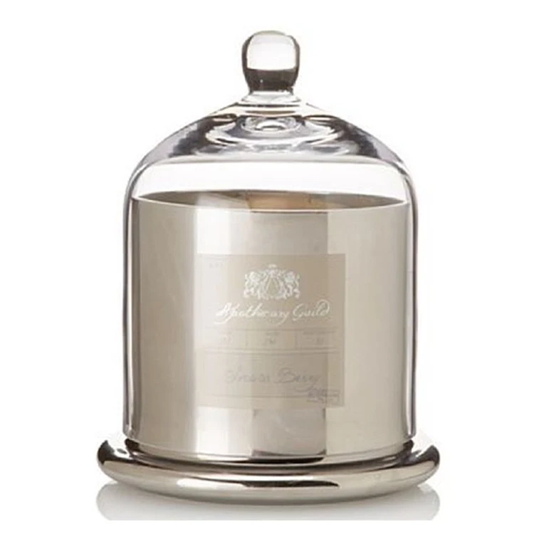 Wholesale Clear Candle Jars Luxury Silver Domed Cover Scented Candle Holder Glass Dome Jars Custom Box