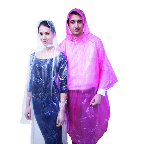 Waterproof Cheap PE Adult Men Transparent Custom Plastic Raincoat Disposable rain Poncho