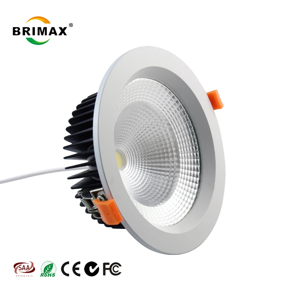 Brimax SAA CE RoHS C-Tick FCC certificates cob light fixture 150mm hole size 25w 2750lm dimmable 90 cri recessed downlight led