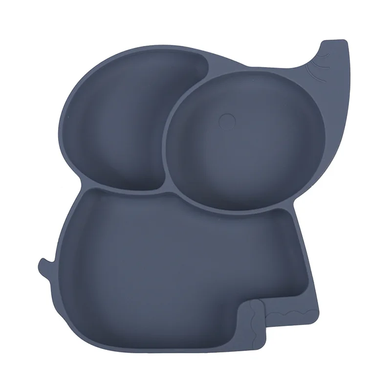 THEONE Bpa Free Silicone Elephant Shape Suction Baby Feeding Divided Plate for Toddler Baby
