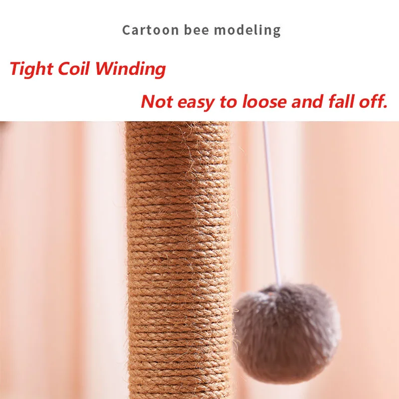 Durable Natural Sisal Cat Trees & Scratcher Scratch Post Cat Tree Wooden Cat Scratching Post Sisal