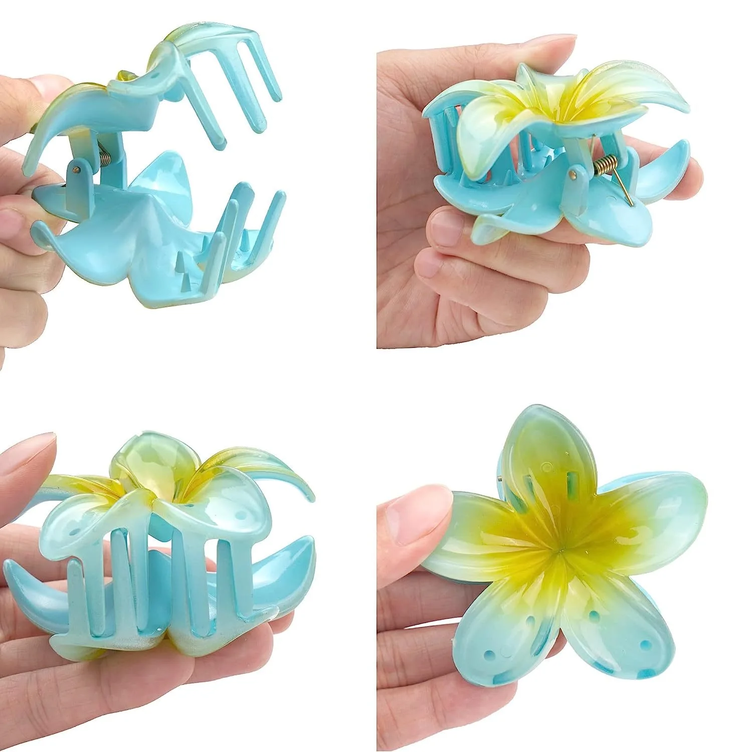 Factory Wholesale New Beach Vacation Beautiful Plumeria Flower Hair Claws Women Hibiscus Hawaiian Frangipani Claw Clip