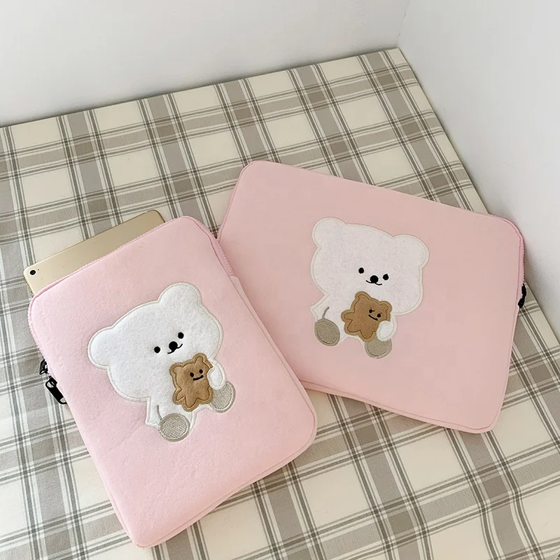 BSCIISO LVMH factory and eco friendly pink cavas laptop sleeve case bag pouch 14 inch laptop sleeve