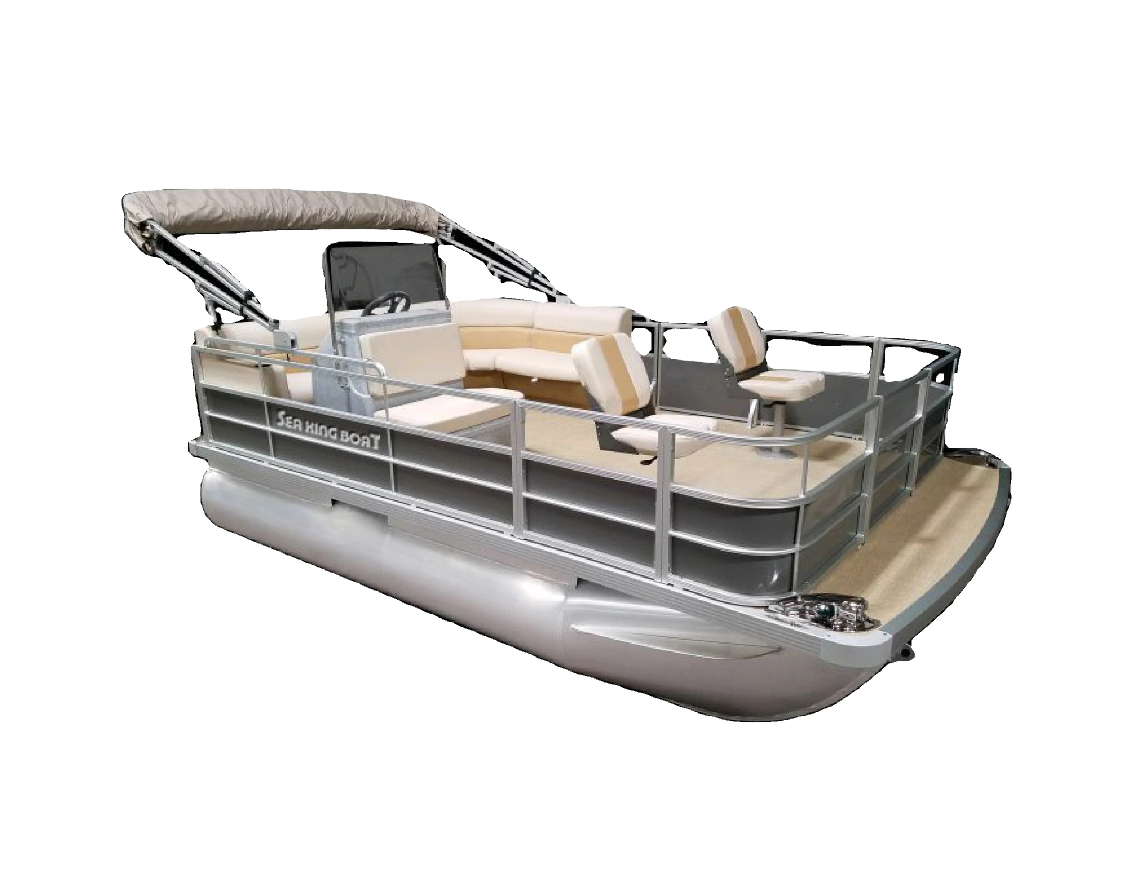 Floating 5.8m 19ft aluminium pontoon fishing boat with Bimini