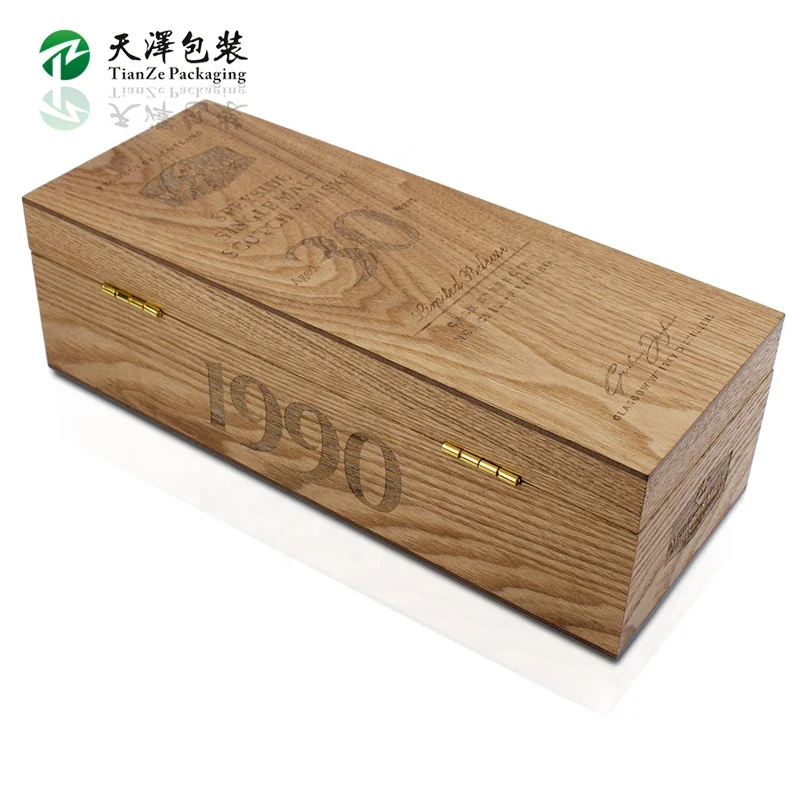 Luxury Wood Wine Glass Bottle Gift Packaging Wooden Wine Box for Cognac Whisky
