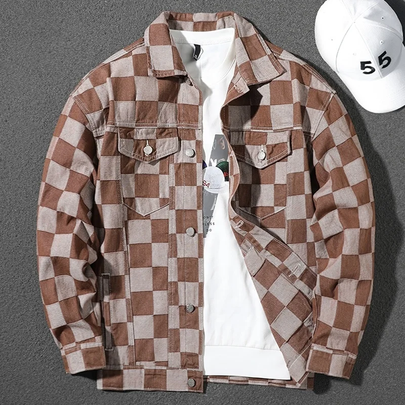 Spring Loose Men Denim Jacket Street Hip Hop Pocket Outerwear Grey Youth Clothing Jeans Coat