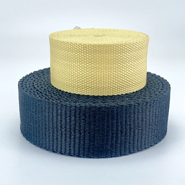 kev webbing straps 25mm 38mm   yellow color para aramid webbing for flame-resistant equipment