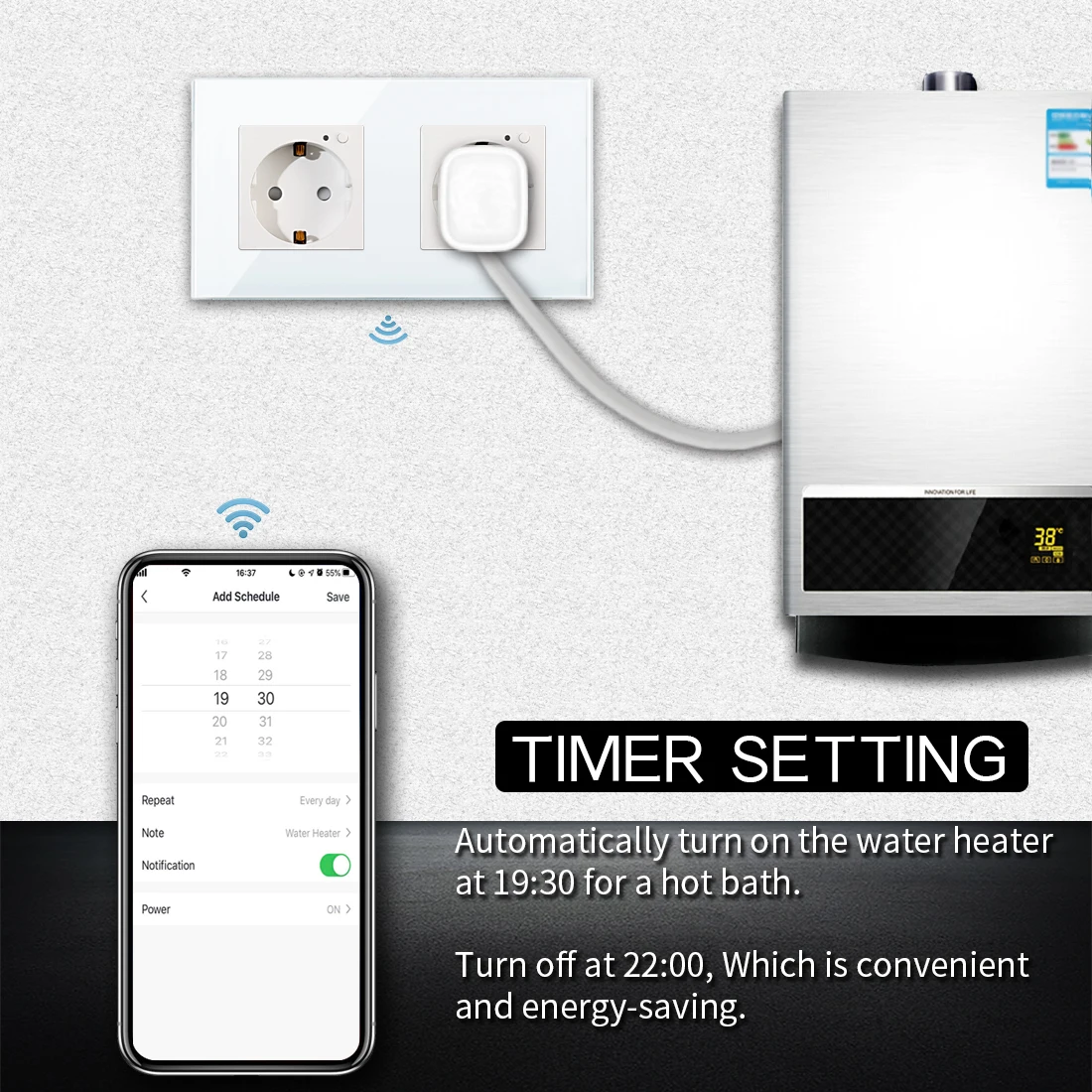 Bingoelec Tuya Smart Double Wifi RF433 remote function European wall schuko socket Type F with led indicator