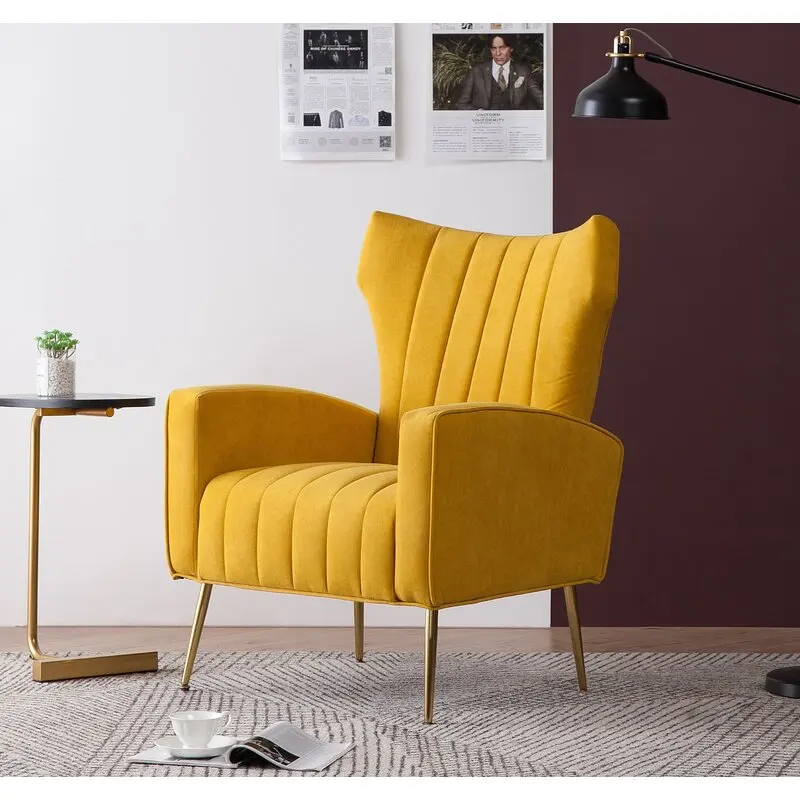  Современный бархатный стул Lauretta Wingback из блестящей ткани с высокой спинкой кресло для отдыха