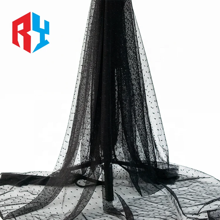2024 92% Spandex 8% Black Jacquard Wedding Net New Arrival Stock Nylon Fabric 100% Polyester for garment