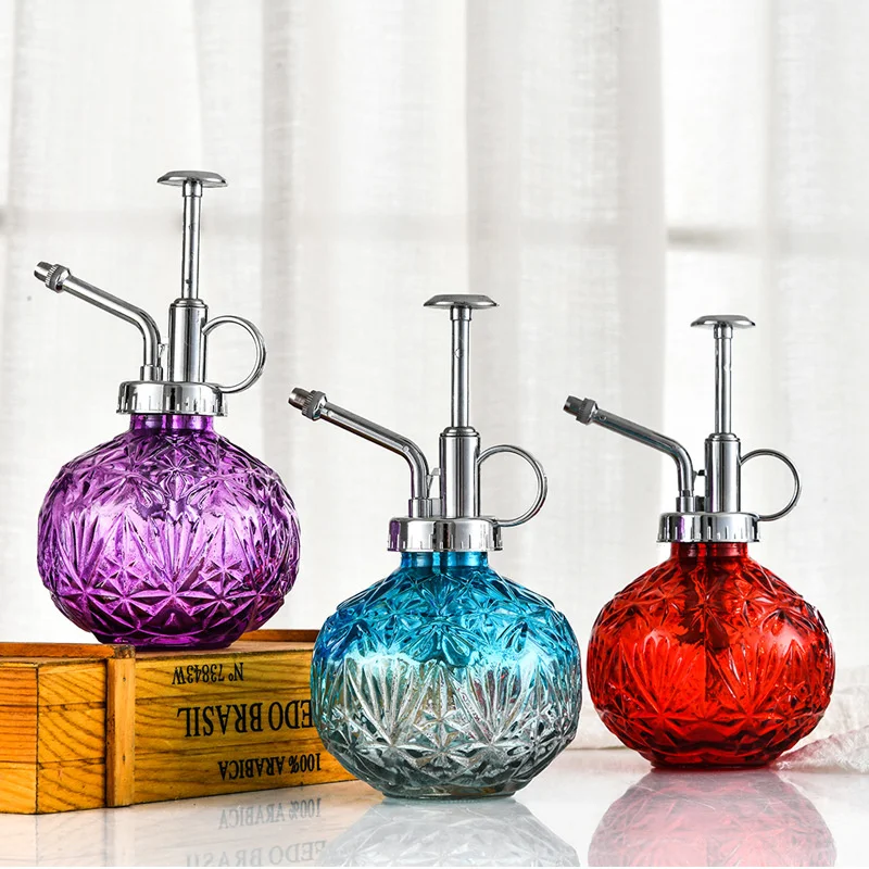 Spot wholesale unique color customizable 200ml glass watering can mini