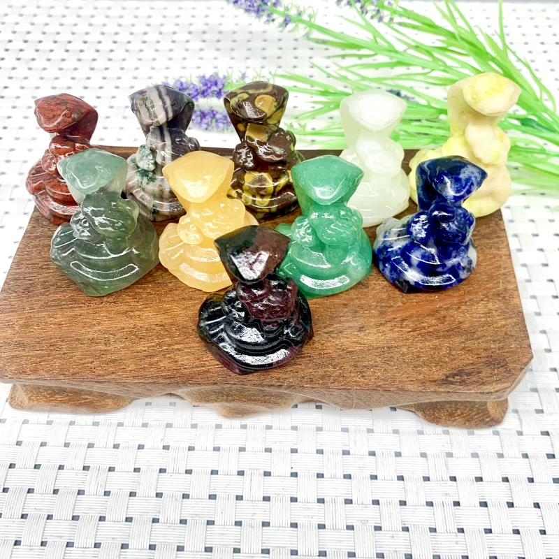 Wholesale Natural crystal snake hand made high quality craft heading obsidian red network green jade snake animal for decoration