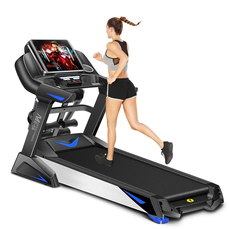 Складная беговая дорожка EQI Fitness Club, 3 л. С., с электроприводом, мощность 15 км/ч, тренажер для бега, с держателем для подставки