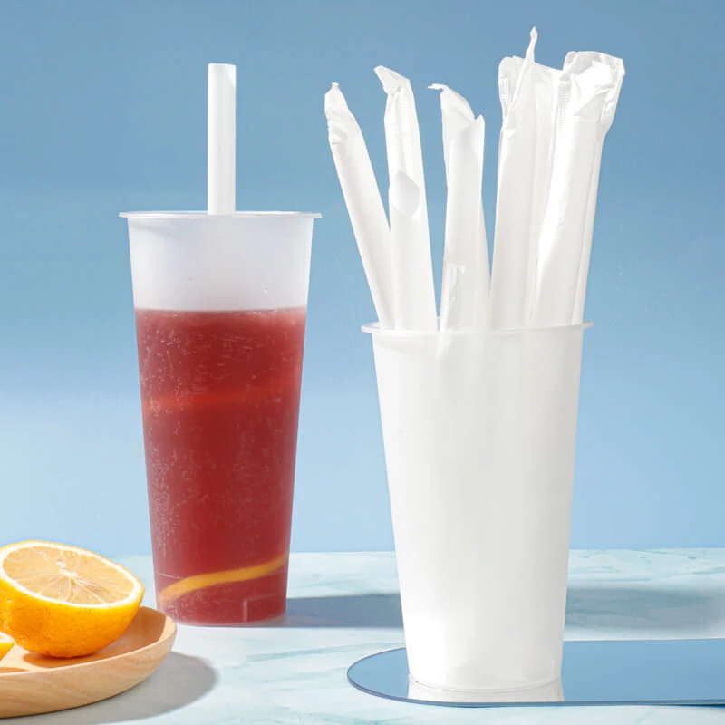 Disposable Degradable Straws Single Individually Packaged Beverage Milk Tea PLA Polylactic Acid Thick Straws