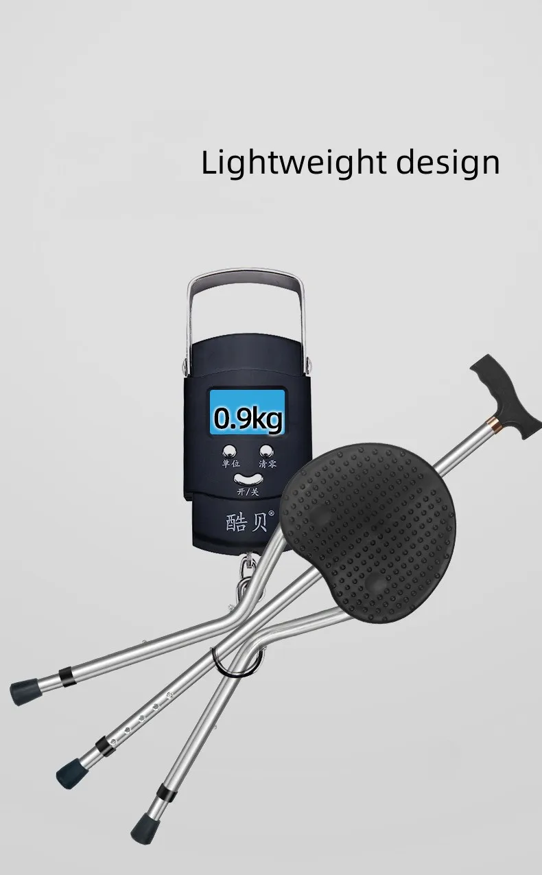 Walking stick Three-legged Foldable Crutch for Elderly with seat