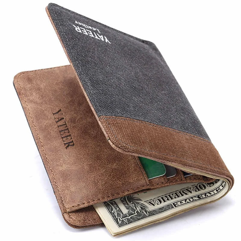 
Designer luxury brand Canvas mens wallets Solid two color YATEER wallet 123QB male ultra thin high quality purses Money Bag 