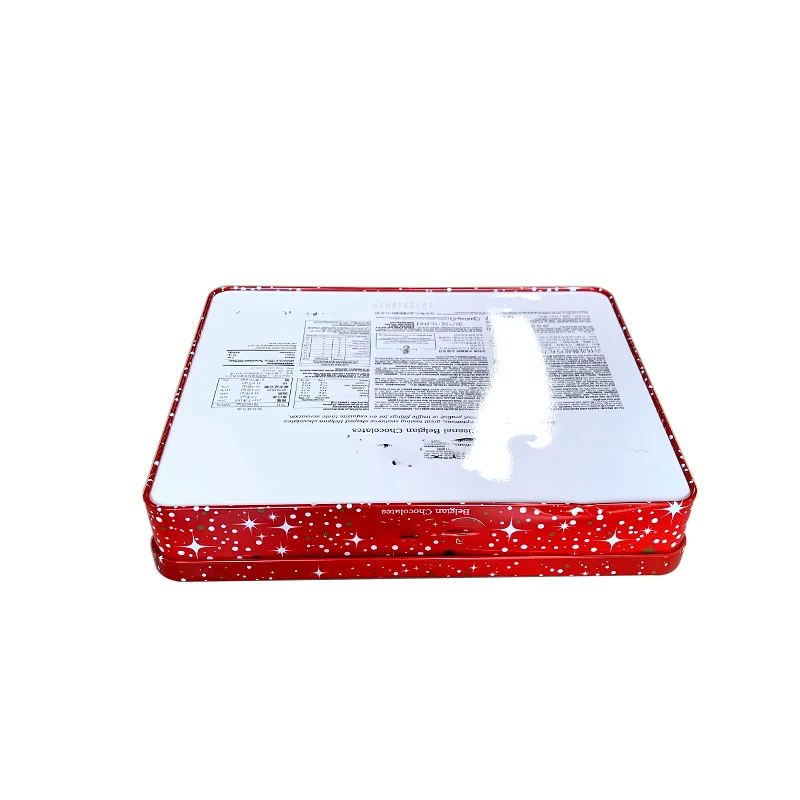 High Quality Luxury Large Rectangle Square Food Safe Cookie Biscuit Tin Custom Printed Metal Tin Case for Food Packing