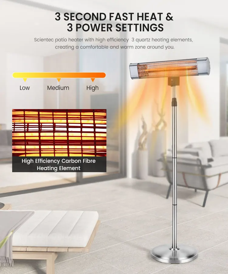 Tip over Safety Switch Stand Aluminium Alloy Infrared  Electric Patio Heater