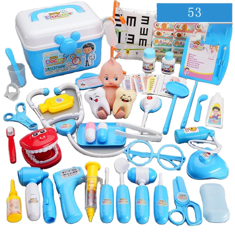Plastic Educational Doctor Toys Set Pink And Blue Medical Box Kit Role Play Set Kids Doctor Toy Set