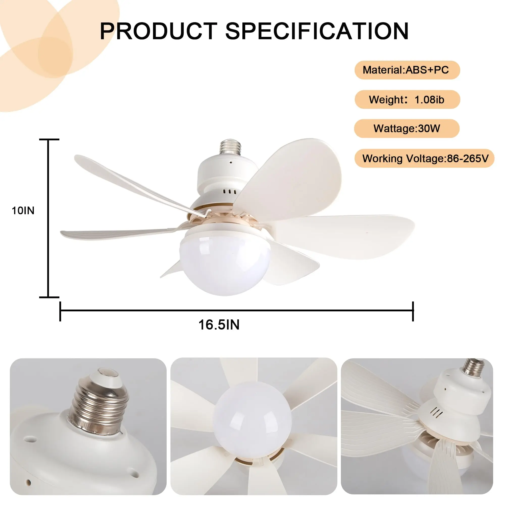 Color Temperature Modern Mount Electric Remote Control Smart Living Room Ceiling Fan Light