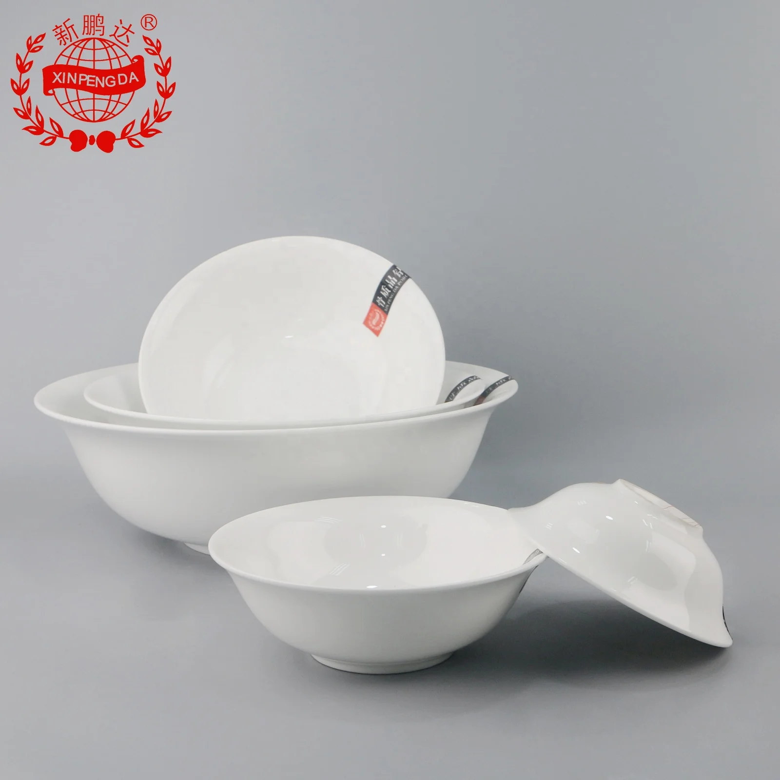 New bone china restaurant round plain white shark fin soup ceramic bowl wholesale for hotel restaurant