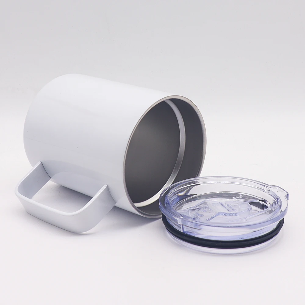 wholesale US stocked sublimation blanks stainless steel insulated coffee travel mug 10oz with handle and lid