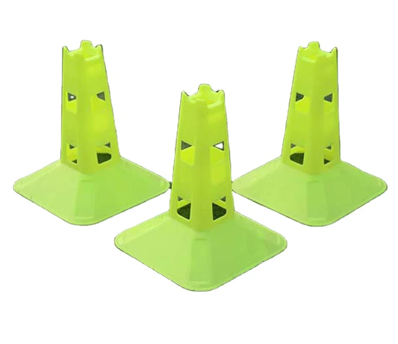 9 Inch Assorted color plastic sports cones with holes Agility cones Soccer