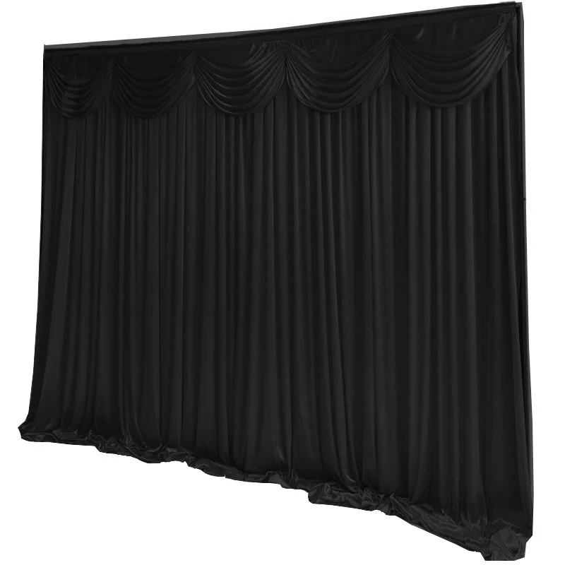 Hot Sale Custom Polyester White Ice Silk Fabric Curtains Backdrop Panels Baby Shower Party Wedding Event Stage Decorations