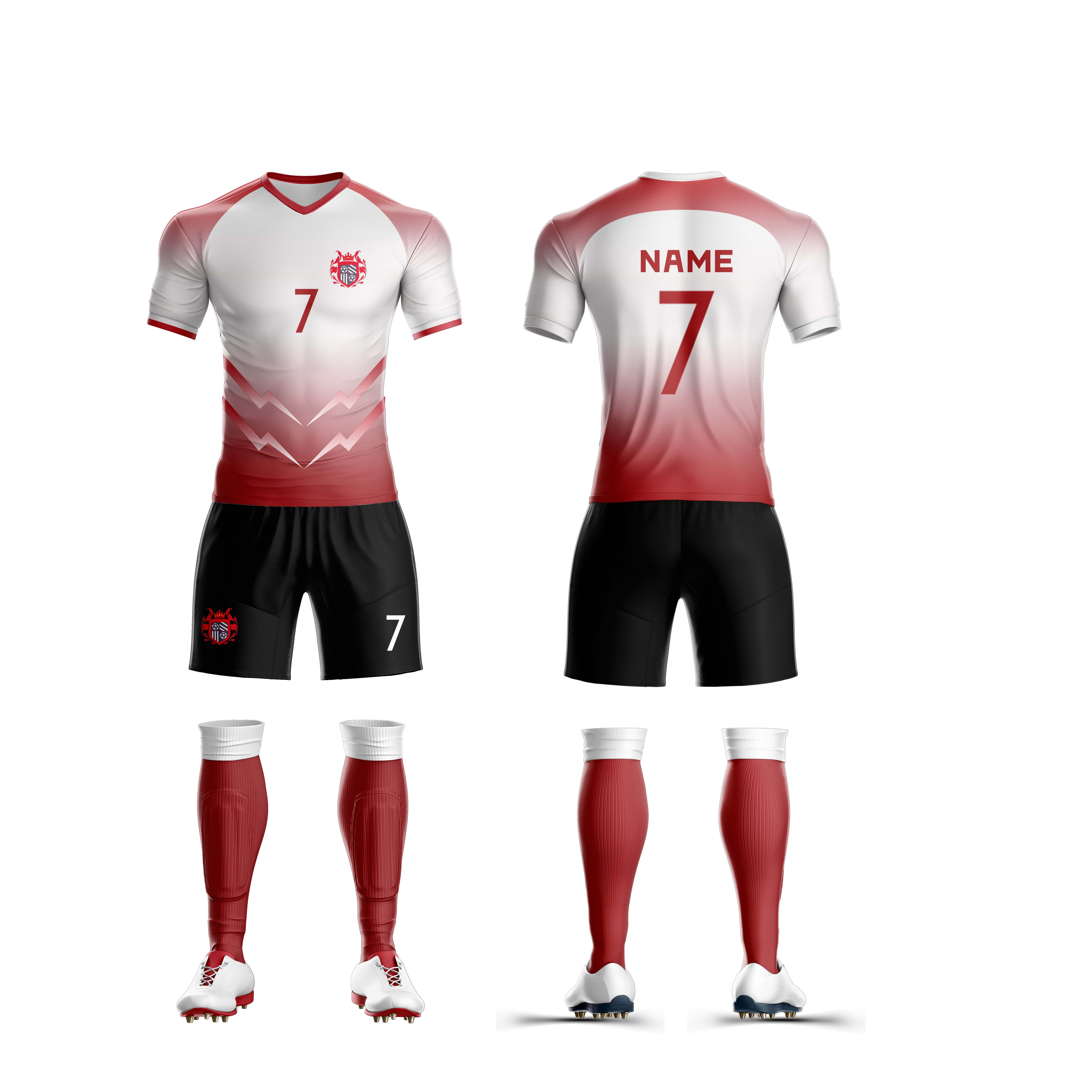Sublimation Soccer Wear Custom Thai Quality Soccer Jersey Breathable Soccer Tracksuit Set Print Number Football Uniforms
