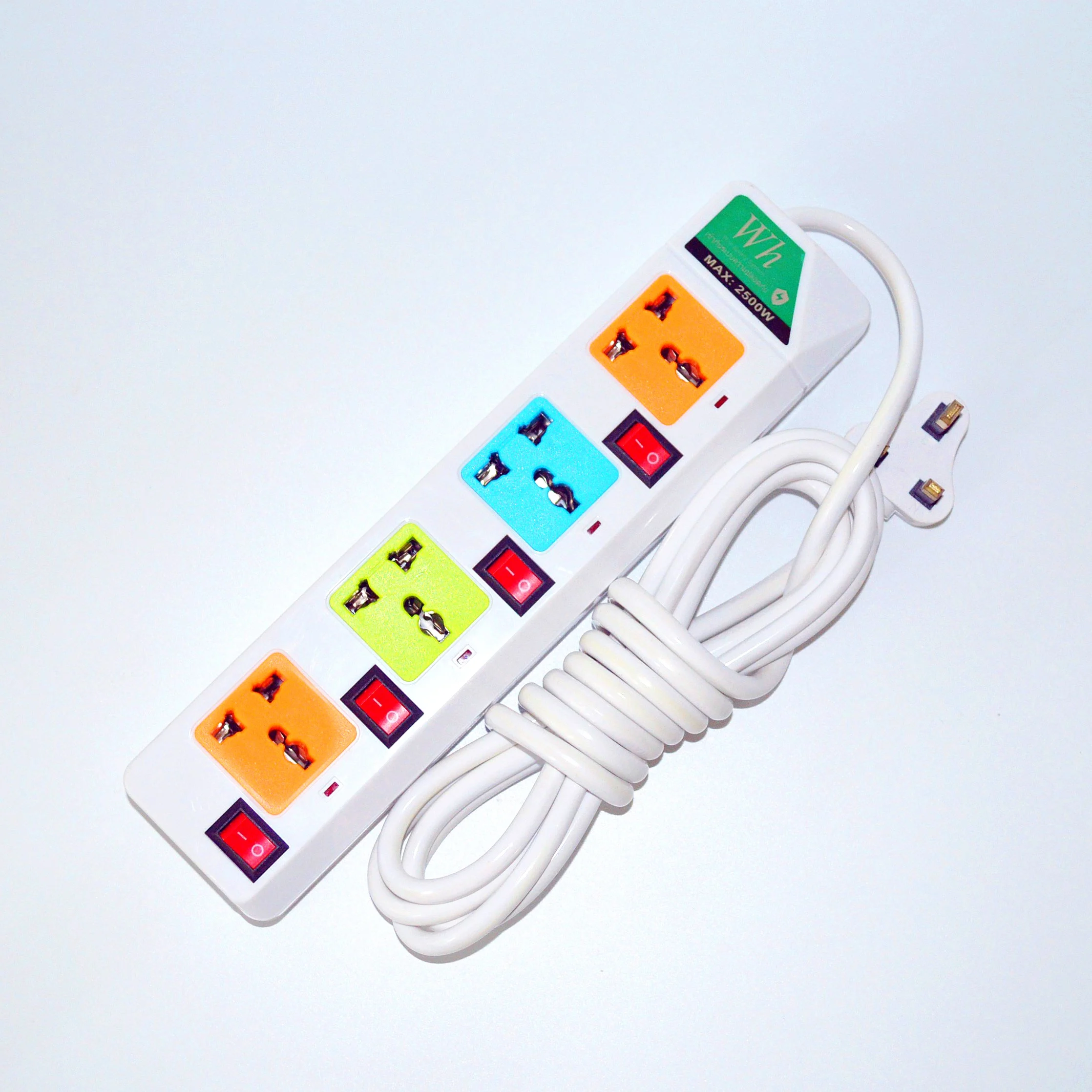 2M Cable Power Strip Extension Cord Switched 4 Gang Multi Extension Cables Socket