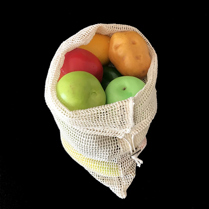 High Quality Cotton Mesh Pouches Drawstring With Label Bulk Cotton Net Bags