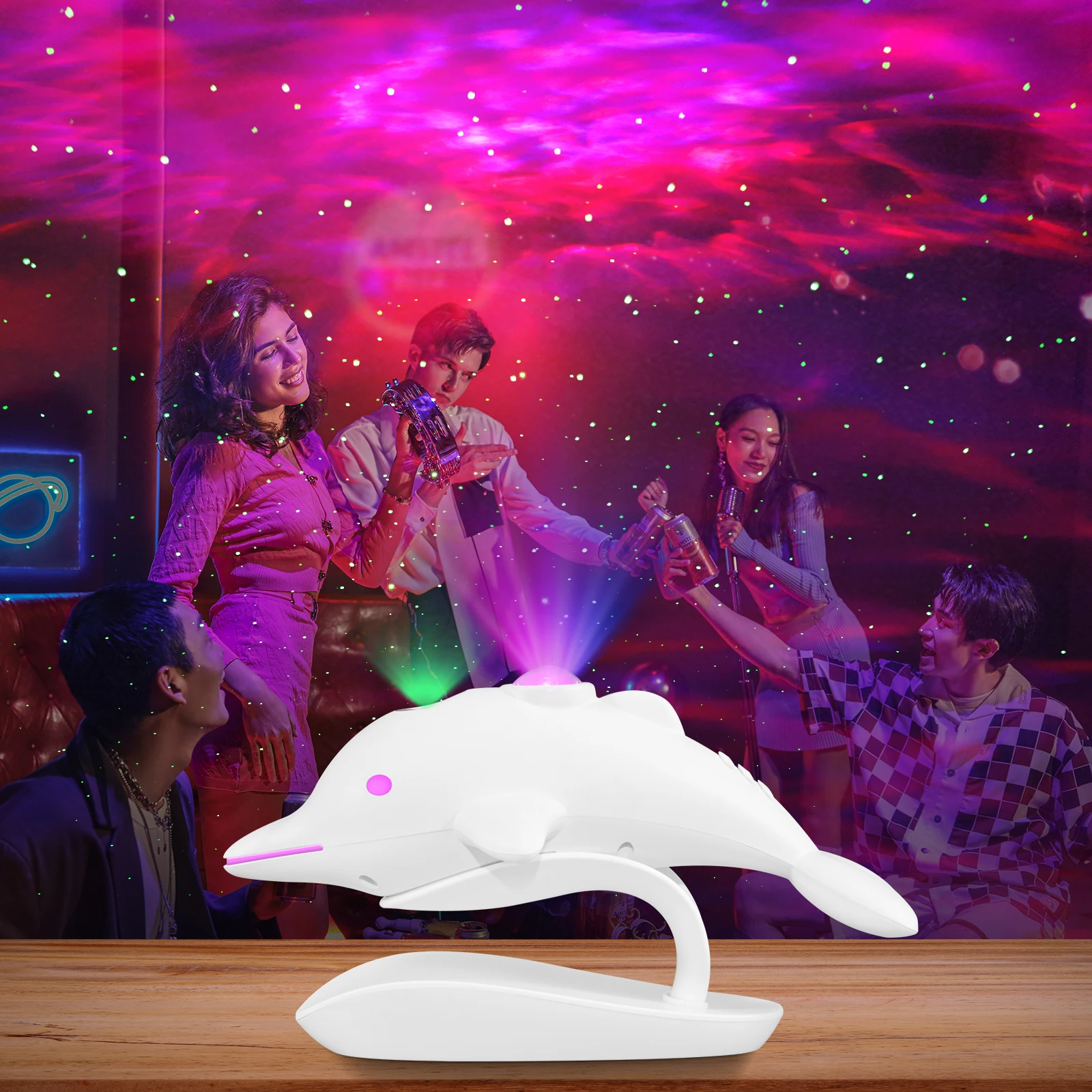 Wholesales Dolphin Shaped Star Nebula Atmosphere Projection Lamp Led Ocean Galaxy Lighting for Room Decoration