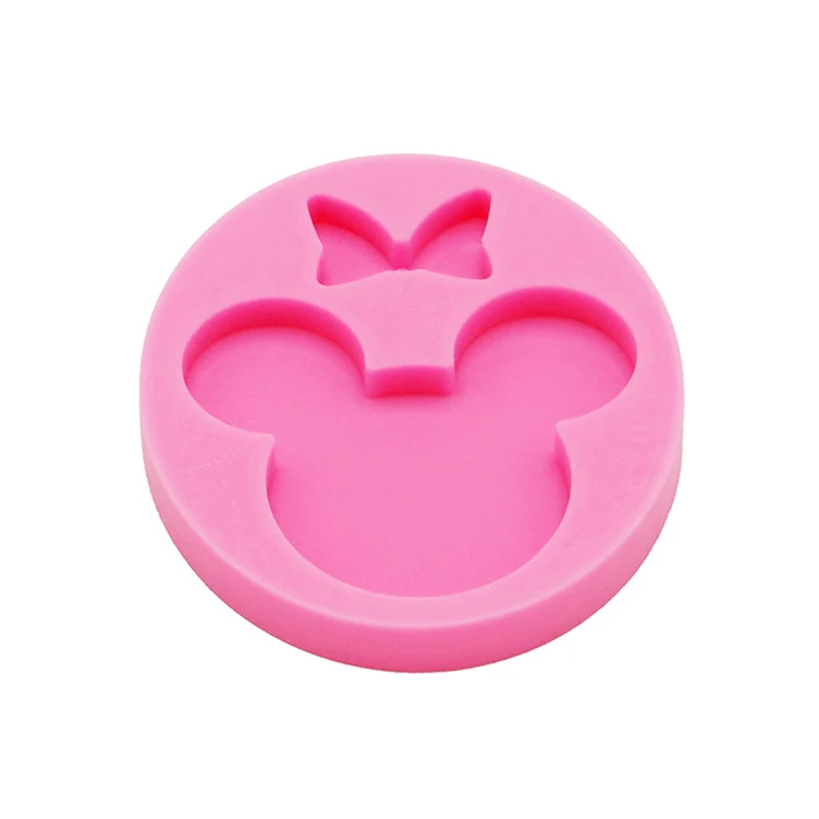 Dy0075 Diy Shiny 1.57/1.96 Inches Mouse Head For Keychains Epoxy Resin Molds Bow-knot Silicone Mould Decorative Craft Mold