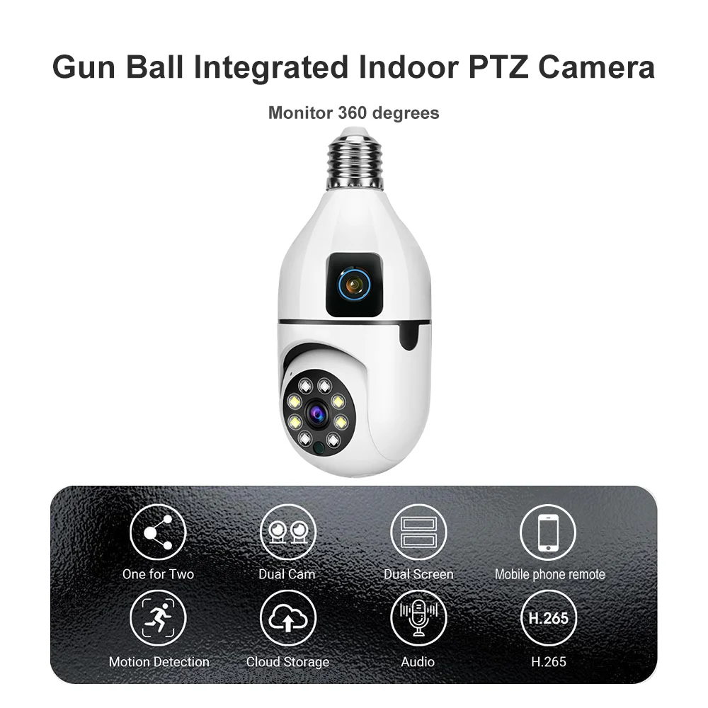 2024 V380 Pro Q6 1080P HD V380pro Dual Lens Dual Screen Camera Home Security IP WiFi Mini CCTV 360 Bulb Camera