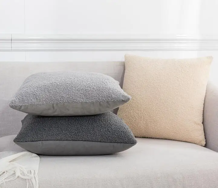 Custom size solid Teddy cushion covers super sofa warm decoration throw pillow case promotion