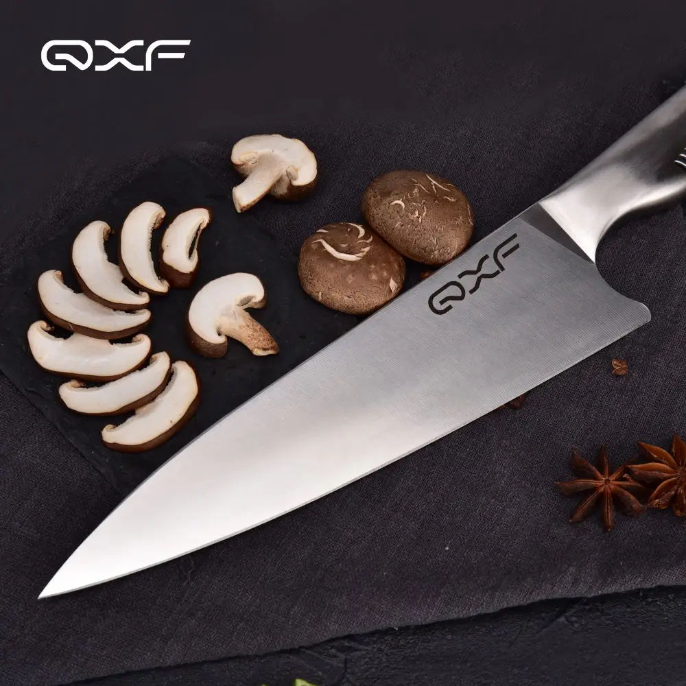 QXF RTS Shar k Series 8 Inch Stainless Steel Hollow Handle Chef Knives with Design Patent