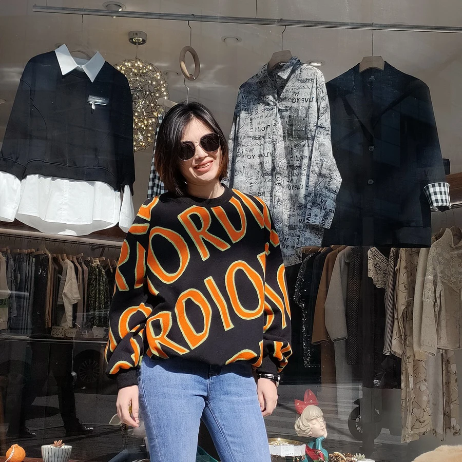 
Fashion Oversized Women Sweatshirts Spring Letted Printed Cotton Polyester Hoodie 