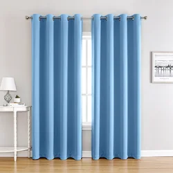 Modern Window Treatment Pure color Solid Grommet Room Darkening Drape Panels Thermal Insulated Blackout Curtains for Bedroom