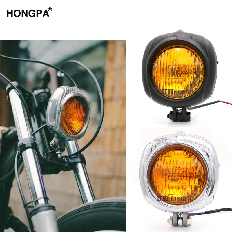 2019 New Retro Black / Chrome Motorcycle 12V Headlight For Harley CB CG Cafe Racer Chopper