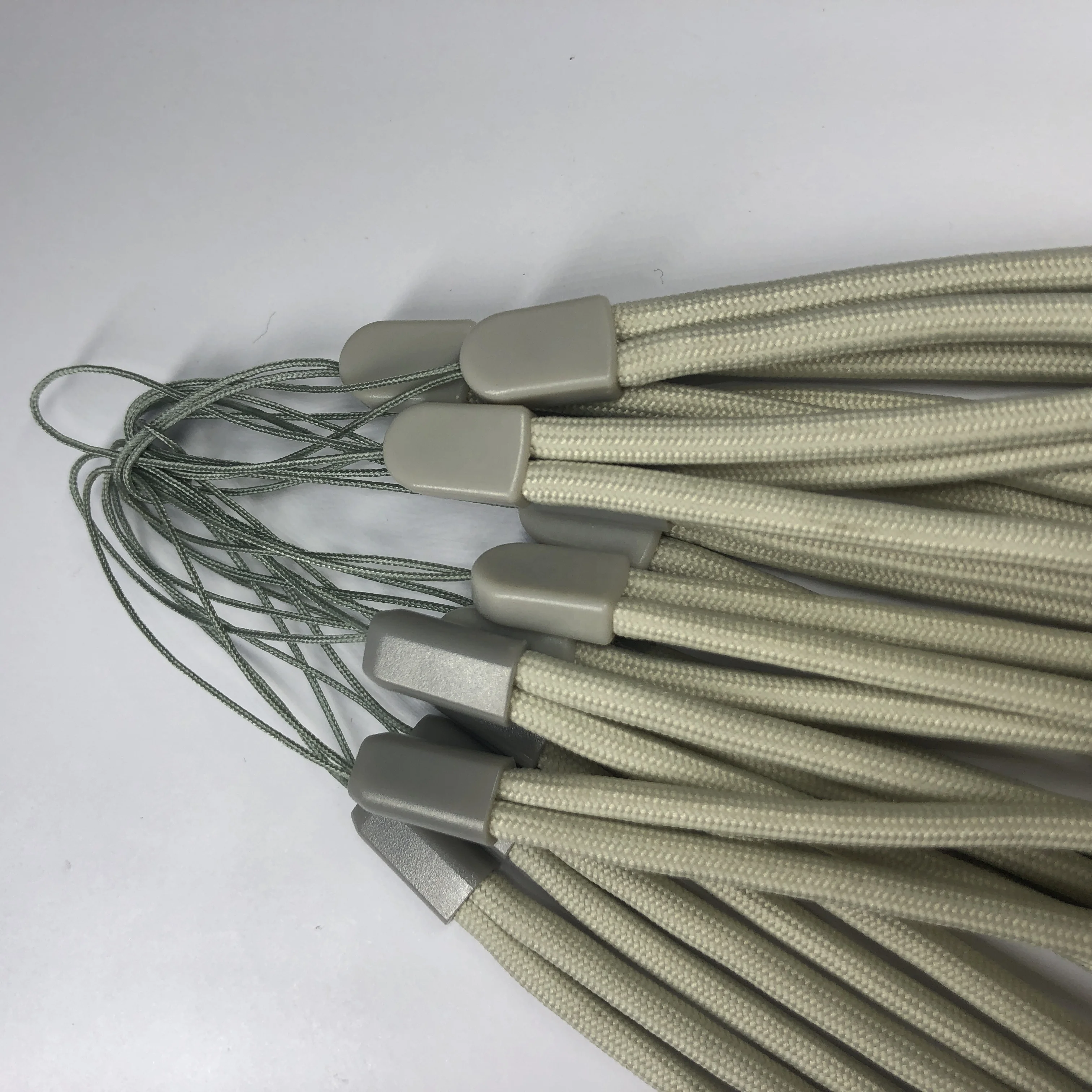 Custom gray high quality rope woven round short polyester nylon phone wrist lanyard for reading pen usb electronic toy device