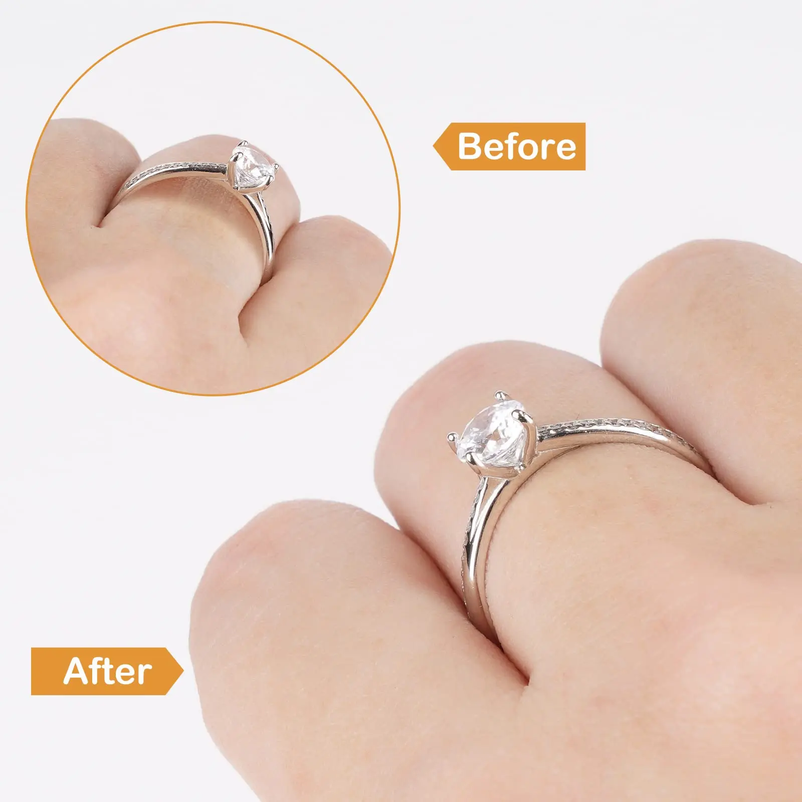 Ring Sizer Adjuster for Loose Rings, 12 Pack 4 Sizes Invisible Clear Silicone Ring Guard for Women Men