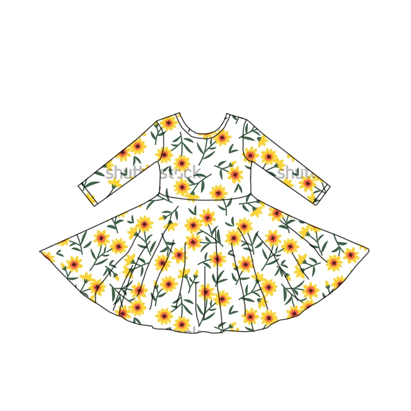 Toddler baby Clothes Children girls dresses Cartoon Print Dresses Baby Girls Baby Clothes