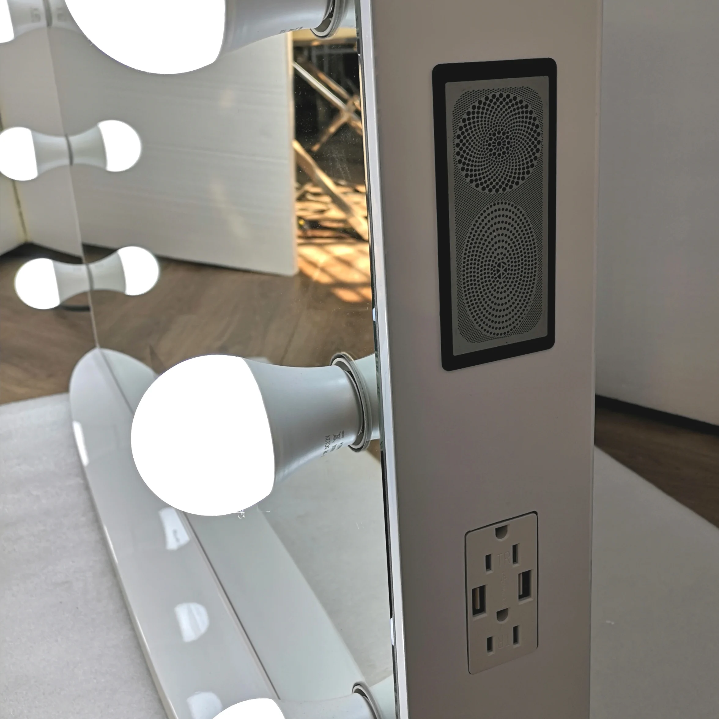 В наличии в США! Деревянное Безрамное зеркало Docarelife для салона, роскошное голливудское зеркало с подсветкой, беспроводной динамик