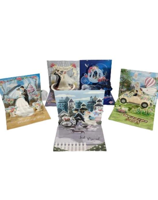 Custom small personalised wedding invitation cards original design 3D pop up greeting card holder  printing thank you cards