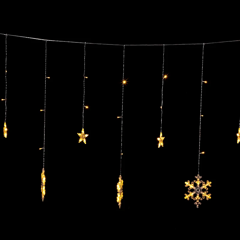 snowflake shape window curtain string light christmas fairy led curtain light for wedding room holiday festival decoration