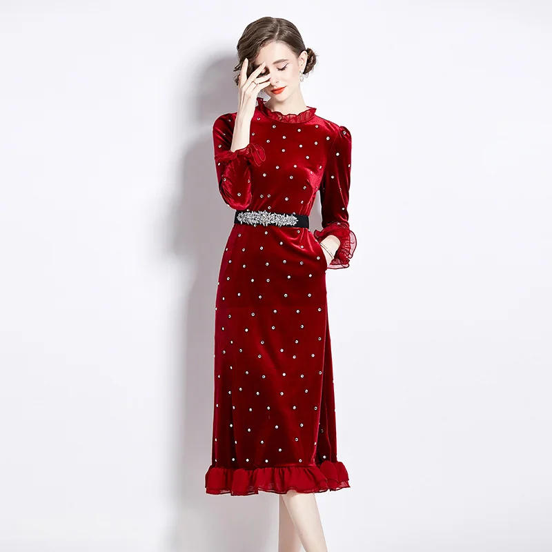 115-8718- Woman Clothes Manufacturer Wholesale Fashion Inspiration Elegant Vintage Lady Floral Evening Casual Dresses
